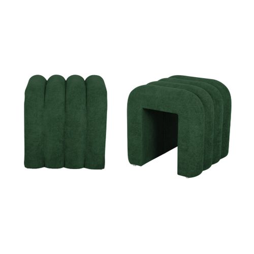 Set De 2 Poufs Contemporains En Tissu Vert Foncé