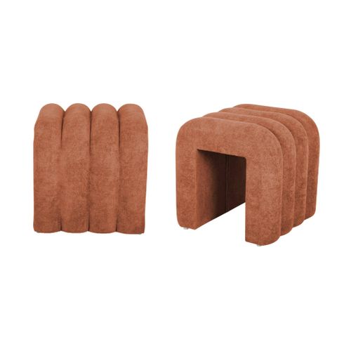 Set De 2 Poufs Contemporains En Tissu Orange