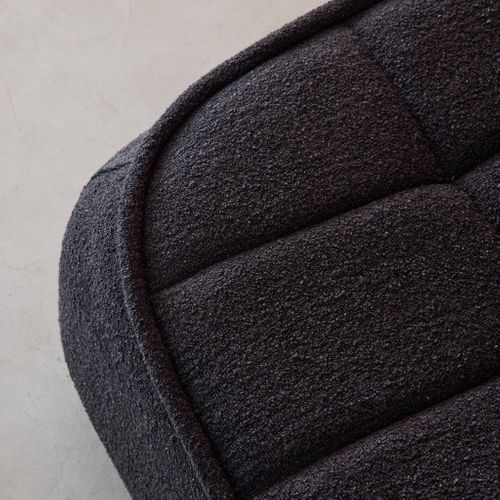 Pouf. Repose-pieds Pour Chauffeuse 1 Place Boni Bouclette Texturée Noir L 91 X P 63 X H 40cm - Boni