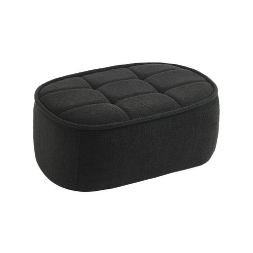 Pouf. Repose-pieds Pour Chauffeuse 1 Place Boni Bouclette Texturée Noir L 91 X P 63 X H 40cm - Boni
