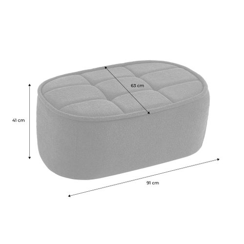 Pouf. Repose-pieds Pour Chauffeuse 1 Place Boni Bouclette Texturée Kaki L 91 X P 63 X H 40cm - Boni