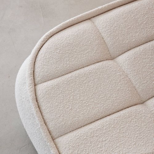 Pouf. Repose-pieds Pour Chauffeuse 1 Place Boni Bouclette Texturée Blanc Cassé L 91 X P 63 X H 40cm