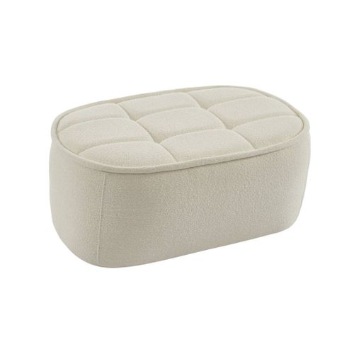 Pouf. Repose-pieds Pour Chauffeuse 1 Place Boni Bouclette Texturée Blanc Cassé L 91 X P 63 X H 40cm