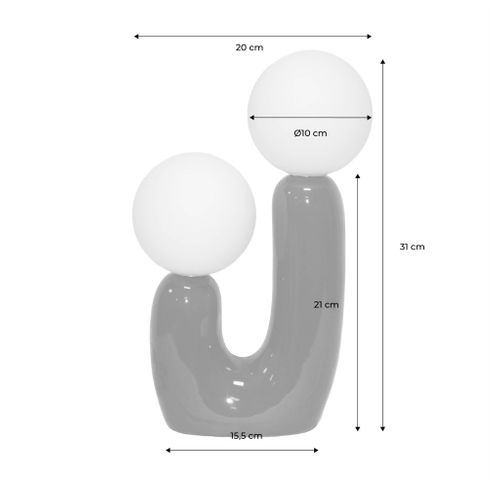 Lampe De Table Organique Céramique Beige Et Verre Blanc H 31cm - Deva