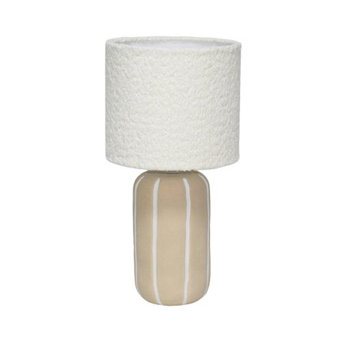 Lampe De Table Intérieur Céramique Greige. Abat-jour Bouclette H 41cm - Roxane