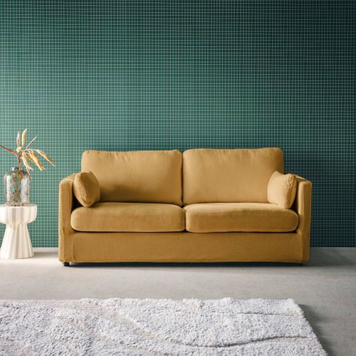 Canapé 2 Places Déhoussable Tissu Ocre L 198 X P 88 X H 85cm - Neo