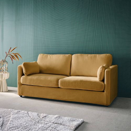 Canapé 2 Places Déhoussable Tissu Ocre L 198 X P 88 X H 85cm - Neo