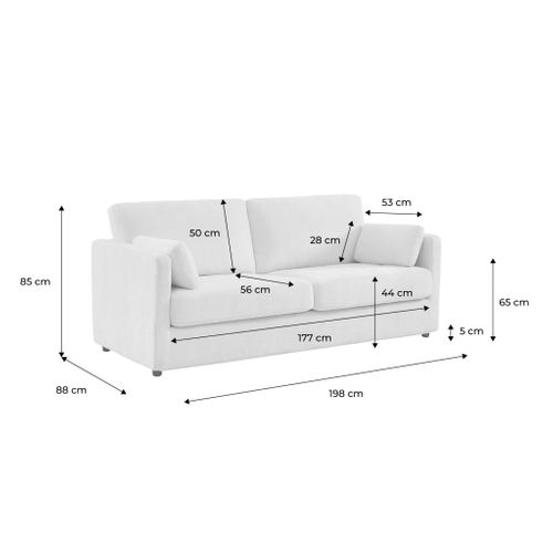 Canapé 2 Places Déhoussable Tissu Blanc L 198 X P 88 X H 85cm - Neo