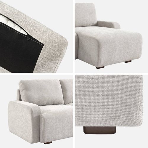 Canapé D'angle Droite 3 Places Tissu Gris Clair L 260 X P 88 / 139cm / X H 87cm - Dany