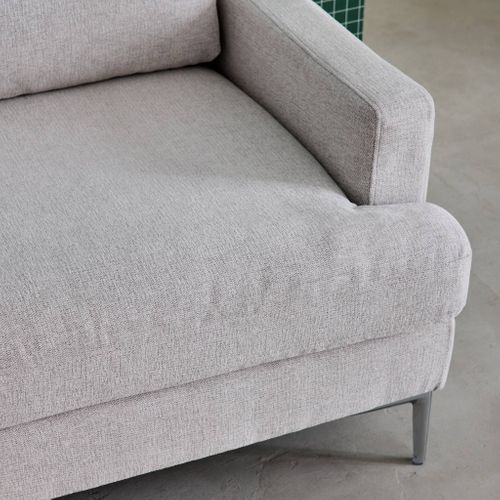 Canapé 3 Places En Tissu Blanc Cassé L 173 X P 90 X H 89cm - Hans