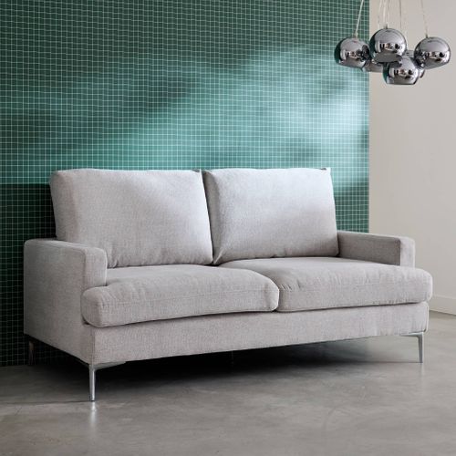 Canapé 3 Places En Tissu Blanc Cassé L 173 X P 90 X H 89cm - Hans