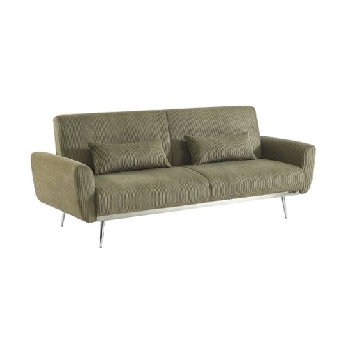 Canapé Convertible Design En Velours Côtelé Kaki - Oskar - 3 Places Scandinave Droit Avec Pieds