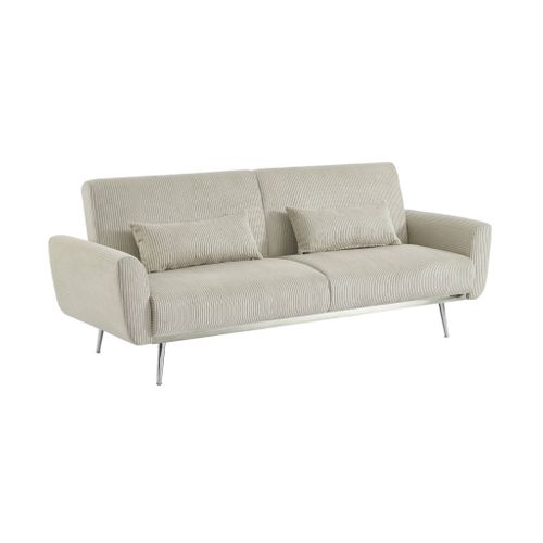 Canapé Convertible Design En Velours Côtelé Gris Clair - Oskar - 3 Places Scandinave Droit Avec