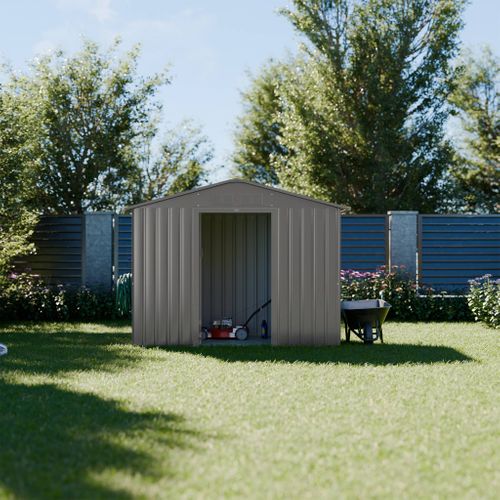 Abri De Jardin En Métal - Houtland. 2.71 M² Taupe - Cabane à Outils Avec Double Portes