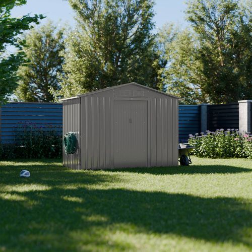 Abri De Jardin En Métal - Houtland. 2.71 M² Taupe - Cabane à Outils Avec Double Portes
