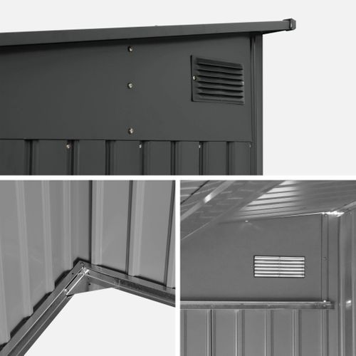 Abri De Jardin Acier 5.5m² Avec Kit D'ancrage Anthracite L 212.5 X L 258 X H 195cm - Lome