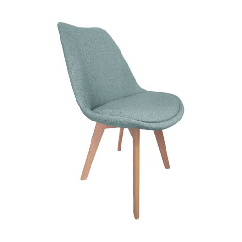 Lot De 4 Chaises Scandinaves Revêtement Tissu Bleu Clair. Pieds Bois De Hêtre - Nils