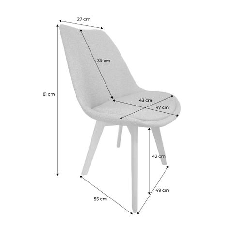 Lot De 4 Chaises Scandinaves Revêtement Tissu Taupe. Pieds Bois De Hêtre - Nils