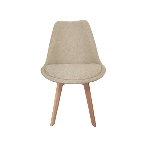 Lot De 4 Chaises Scandinaves Revêtement Tissu Taupe. Pieds Bois De Hêtre - Nils