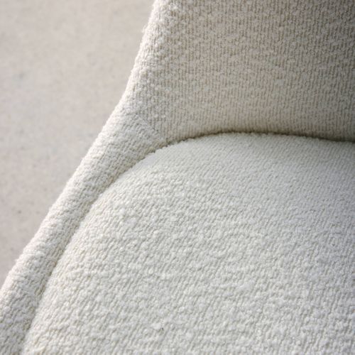 Lot De 4 Chaises Scandinaves Revêtement Bouclette Texturée Blanc. Pieds Bois De Hêtre - Nils