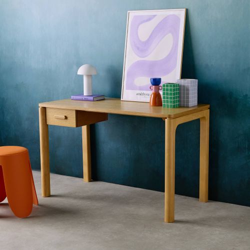 Bureau Bois D'hévéa Placage Chêne 1 Tiroir Naturel - L 120 X L 60 X H 75 Cm - Garance