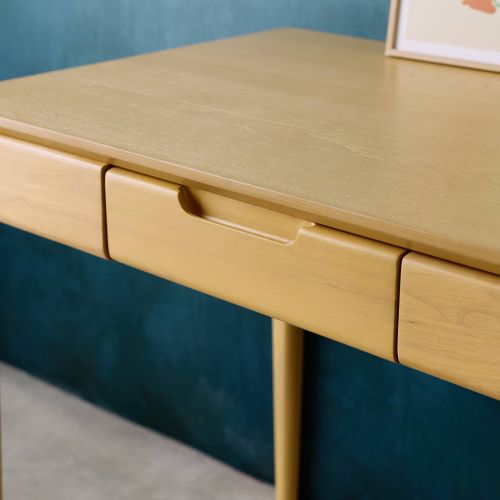 Bureau Bois D'hévéa Placage Frêne 2 Tiroirs Naturel - L 120 X L 60 X H 76 Cm - Alienor