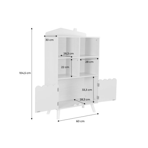 Bibliothèque Enfant Naturelle 2 Portes Et 4 Étagères