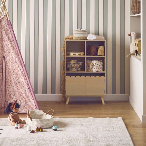 Bibliothèque Enfant Naturelle 2 Portes Et 4 Étagères