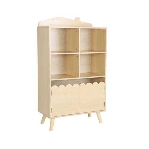 Bibliothèque Enfant Naturelle 2 Portes Et 4 Étagères