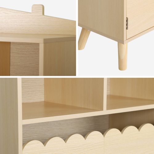 Bibliothèque Enfant Naturelle 2 Portes Et 4 Étagères