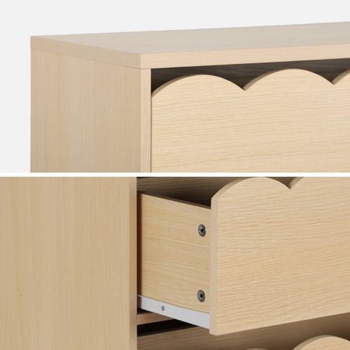 Commode Enfant Décor Bois Naturel 3 Tiroirs. Pieds Bois De Pin - 80 X 30 X 79 Cm - Azur