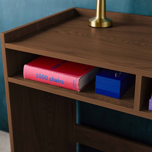 Bureau Décor Bois 2 Casiers De Rangement Noyer - L 90 X P 45 X H 78 Cm - Jules