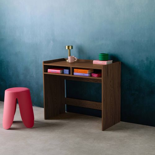 Bureau Décor Bois 2 Casiers De Rangement Noyer - L 90 X P 45 X H 78 Cm - Jules