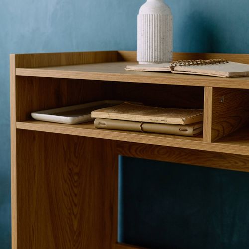 Bureau Décor Bois 2 Casiers De Rangement Chêne - L 90 X P 45 X H 78 Cm - Jules