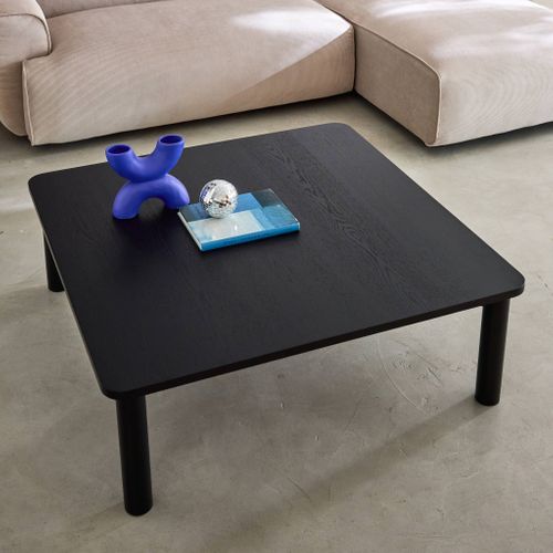 Table Basse Carrée Bois D'hévéa Placage Chêne Noir - 100 X 100 X 35 Cm - Solène