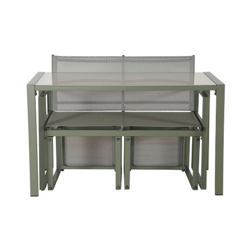 Table De Jardin Encastrable Acier Et Textilène + 4 Assises Kaki 125cm - Tavena