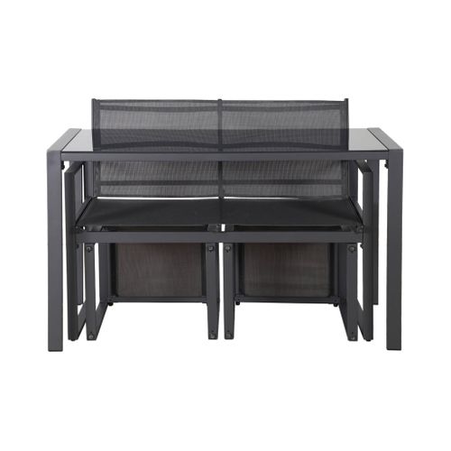 Table De Jardin Encastrable Acier Et Textilène + 4 Assises Anthracite 125cm - Tavena