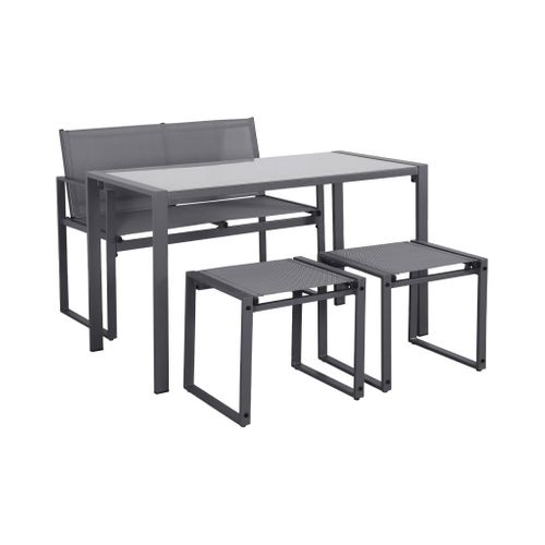 Table De Jardin Encastrable Acier Et Textilène + 4 Assises Anthracite 125cm - Tavena