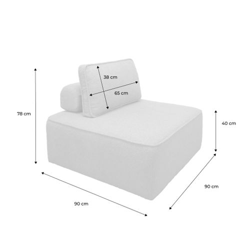 Chauffeuse Pour Canapé Modulable Tissu Bouclette Kaki 1 Place Bao. L 90 X P 90 X H 74cm
