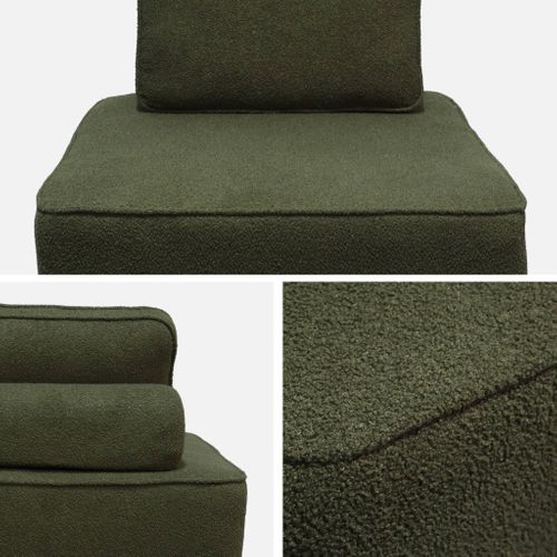 Chauffeuse Pour Canapé Modulable Tissu Bouclette Kaki 1 Place Bao. L 90 X P 90 X H 74cm