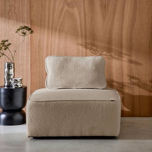 Chauffeuse Pour Canapé Modulable Tissu Bouclette Beige 1 Place Bao. L 90 X P 90 X H 74cm