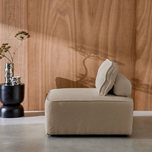 Chauffeuse Pour Canapé Modulable Tissu Bouclette Beige 1 Place Bao. L 90 X P 90 X H 74cm