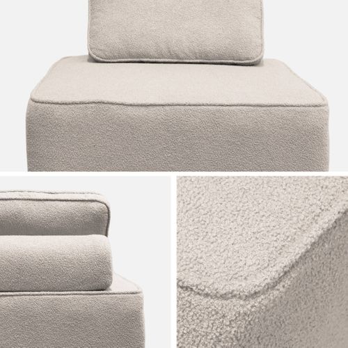 Chauffeuse Pour Canapé Modulable Tissu Bouclette Beige 1 Place Bao. L 90 X P 90 X H 74cm