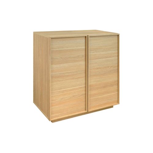 Buffet Effet Bois Naturel 2 Portes 80 Cm 4 Compartiments - L 80 X P 43 X H 85cm - Kuba
