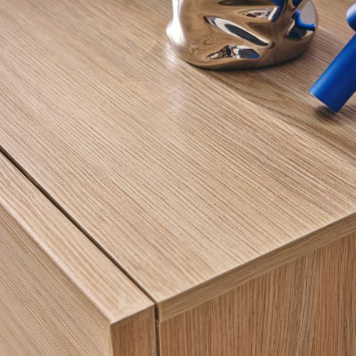 Buffet Effet Bois Naturel 2 Portes 80 Cm 4 Compartiments - L 80 X P 43 X H 85cm - Kuba