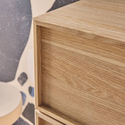 Commode Chiffonnier Naturel 4 Tiroirs Effet Bois - L 48 X P 43 X H 98.5cm - Kuba