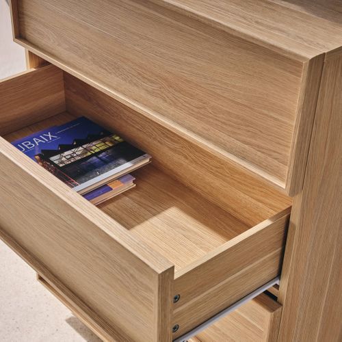 Commode De Rangement Effet Bois Naturel  4 Tiroirs L 80 X P 43 X H 98.5cm - Kuba