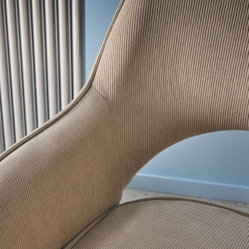 Chaise De Bureau à Roulettes Velours Côtelé Taupe Piétement Chromé. L 60 X P 62 X H 89 / 99cm