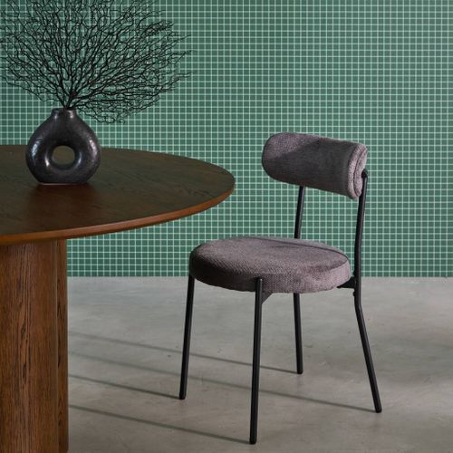 Lot De Deux Chaises Métal Et Tissu Chenille Gris L 47 X P 49 X H 76.5cm - Livia