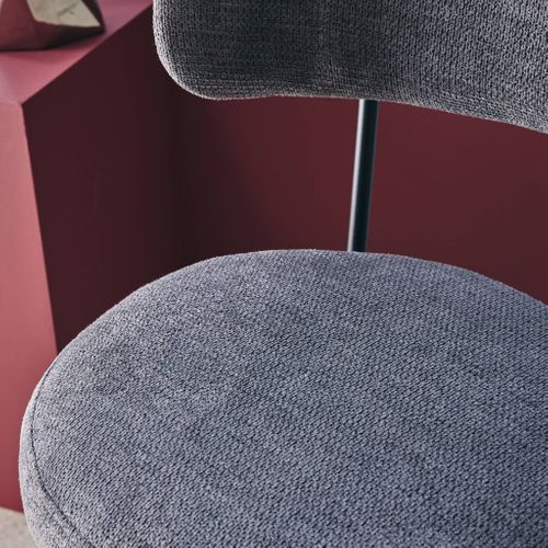 Lot De Deux Tabourets De Bar Assise Rotative Métal Noir Et Tissu Gris - L 50 X P 50 X H 92cm - Iris